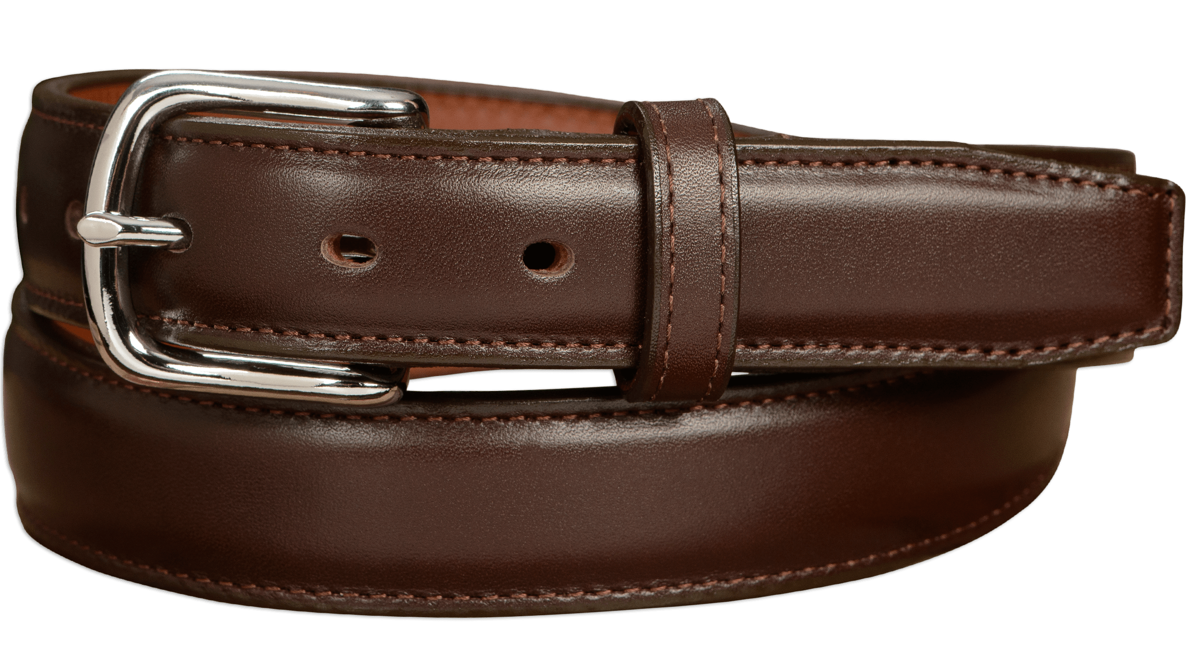 Men's Chocolate Brown Italian Leather Belt with Chrome Buckle 52