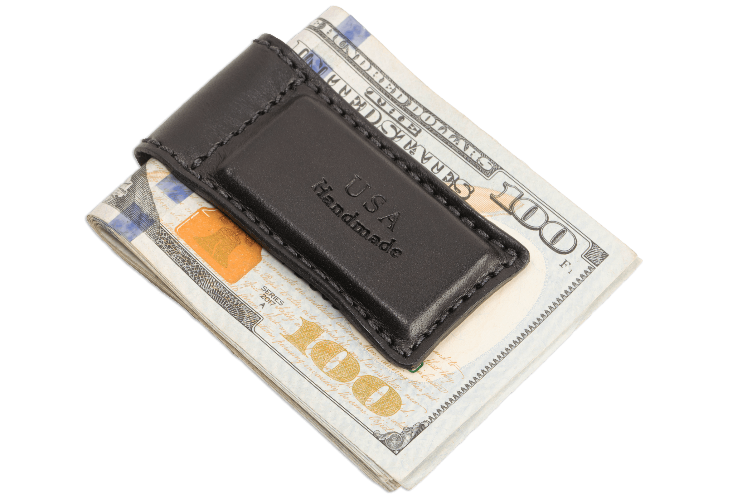 Premium Black Leather Magnetic Money Clip - Handcrafted in USA Premium Black Leather Magnetic Money Clip - Handcrafted in USA