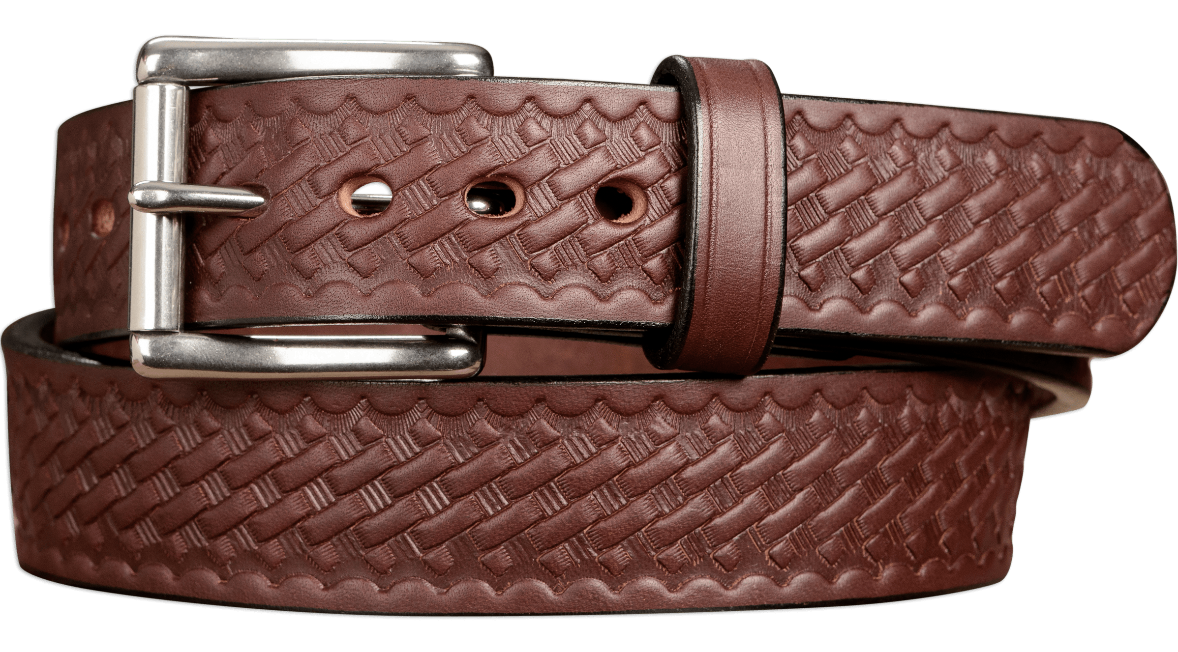 その他 HAMI BELT LEATHER BROWN The Eastwood: Men's Brown Basket Weave Leather Belt Max