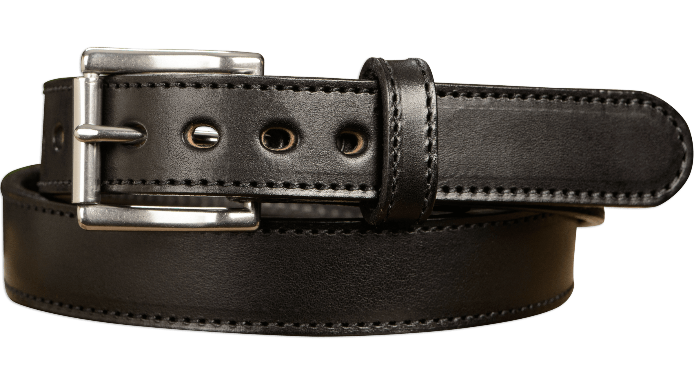Men's Black Stitched Leather Belt Max Thick - The Eastwood 1.25" 52" Men's Black Stitched Leather Belt Max Thick - The Eastwood 1.25" 52"