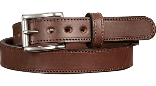 The Eastwood: Men's Brown Stitched Leather Belt Max Thick 1.25" - Amish Made Belts