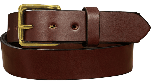 The Maverick: Brown Non Stitched Leather Belt With Brass 1.50" - Amish Made Belts