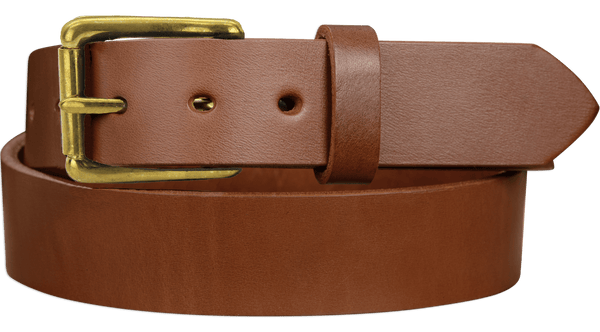 The Maverick: Caramel Tan Non Stitched Leather Belt With Brass 1.50" - Amish Made Belts