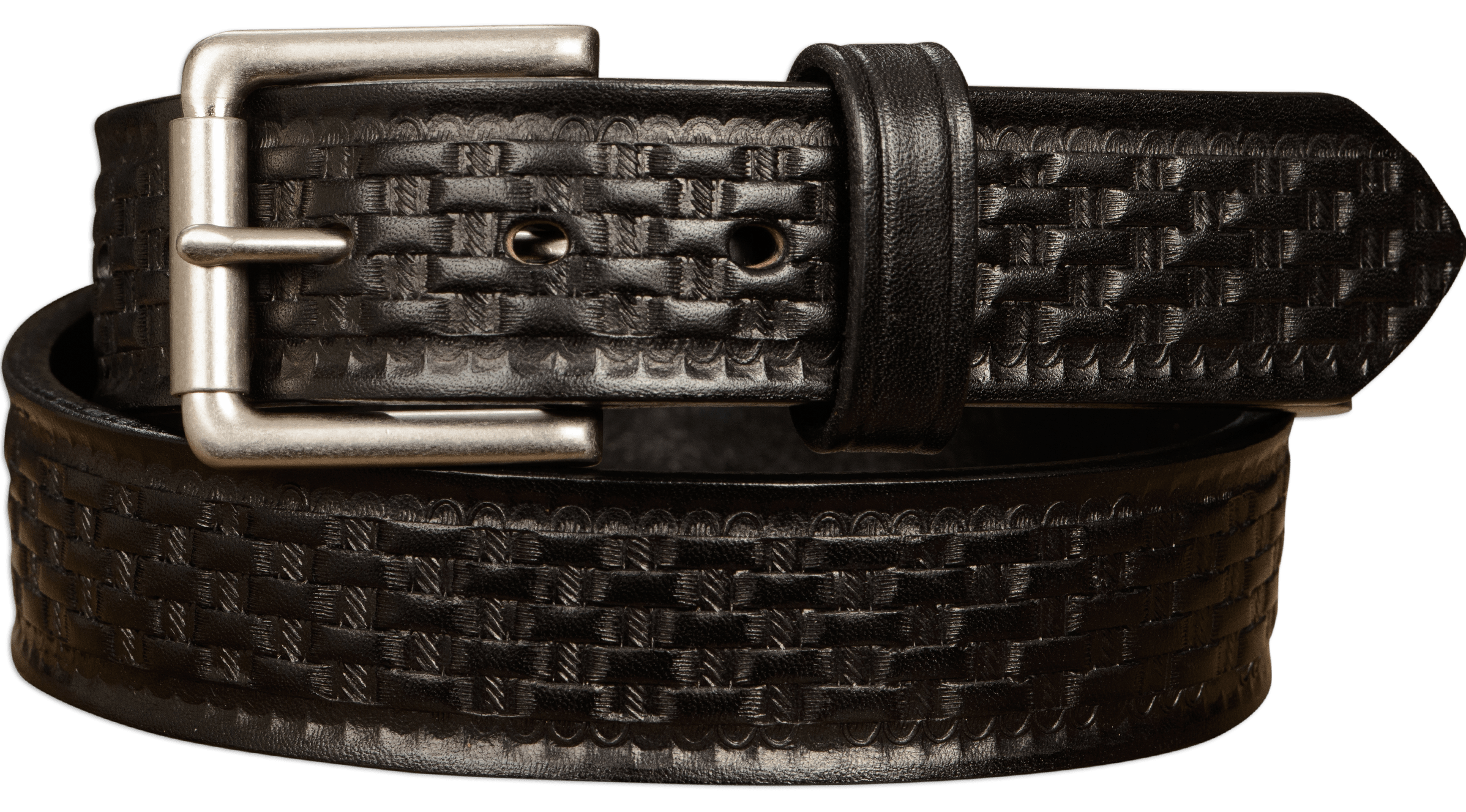 The Maverick Men s Black Basket Weave Leather Belt 1.50 AmishMadeBelts