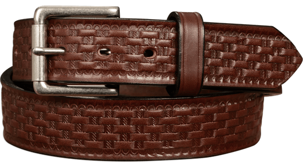 The Maverick: Men's Brown Basket Weave Leather Belt 1.50" - Amish Made Belts