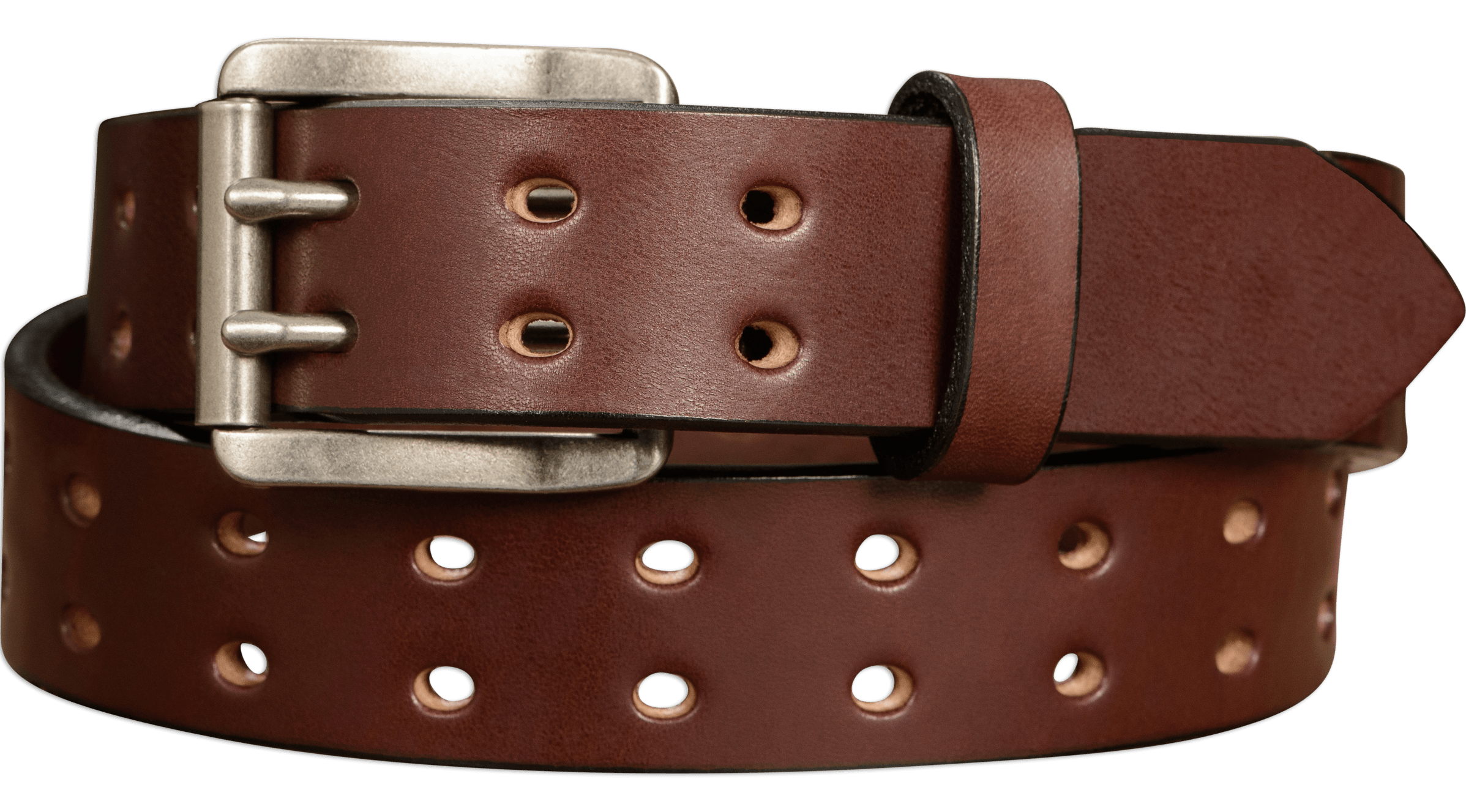 Double hole leather belt hot sale