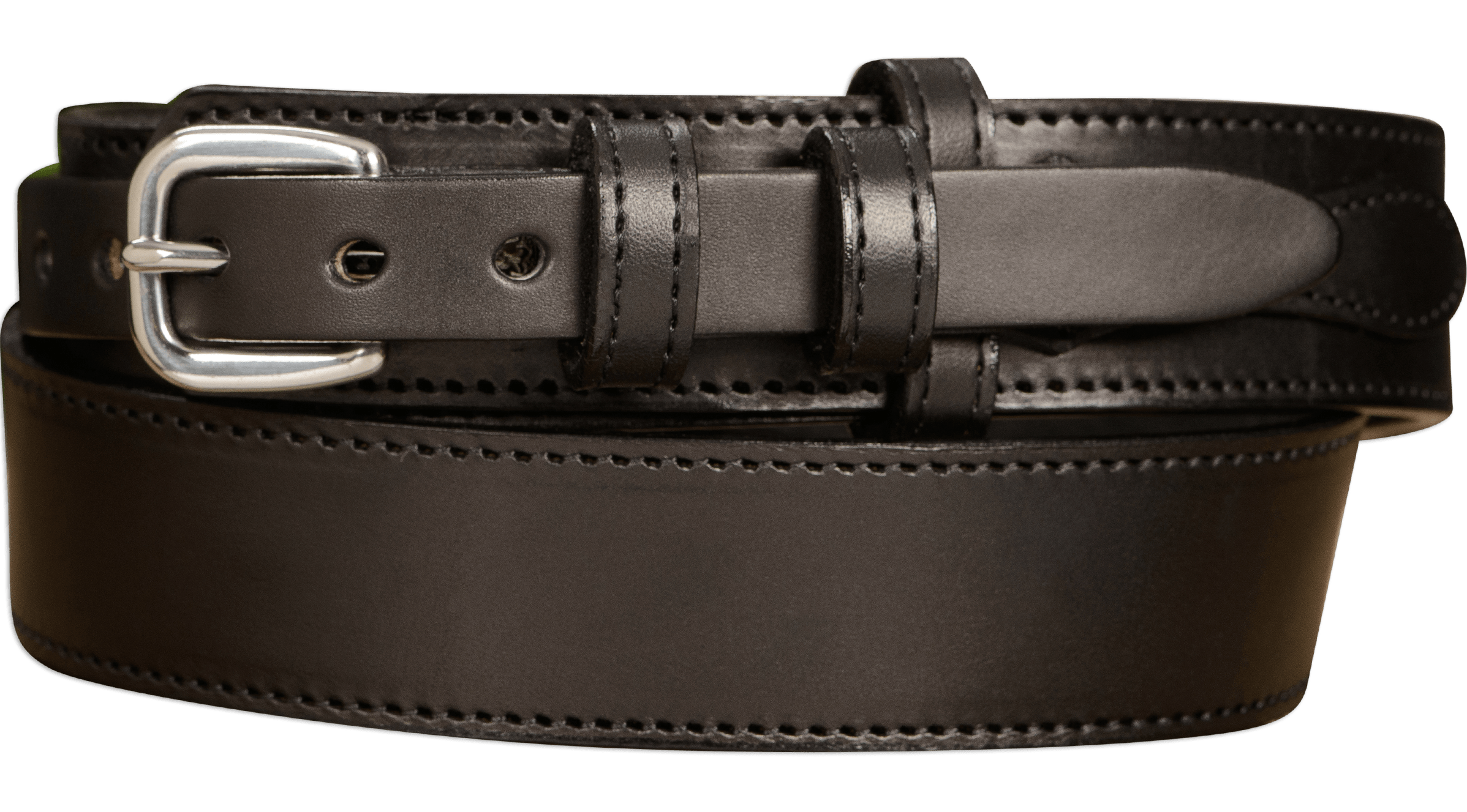 Black Stitched Ranger Leather Belt: The Walker 1.50