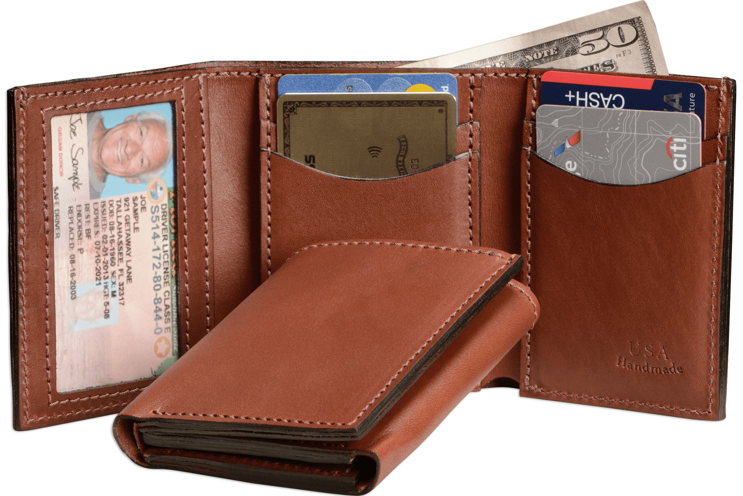 Premium Leather Trifold Wallet with ID Window