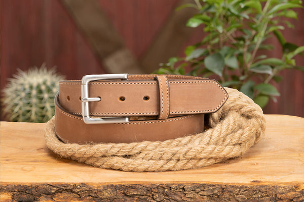 LIMITED EDITION - Butter Tan Cowhide Stitched Cowhide Leather Belt 1.50" (Very Flexible & Soft Leather)