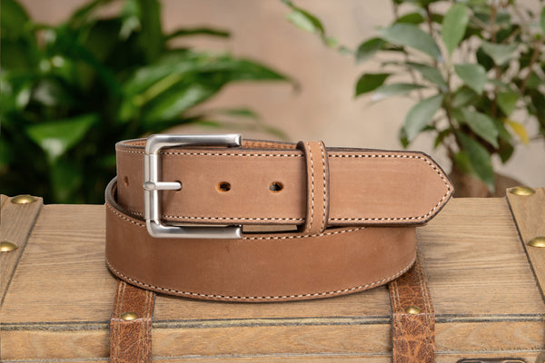 LIMITED EDITION - Butter Tan Cowhide Stitched Cowhide Leather Belt 1.50" (Very Flexible & Soft Leather)