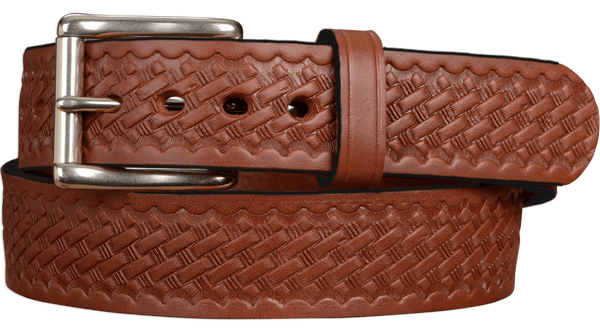 BLACK FRIDAY DEAL - The Eastwood: Medium Brown Basket Weave Max Thick Leather Belt 1.50"