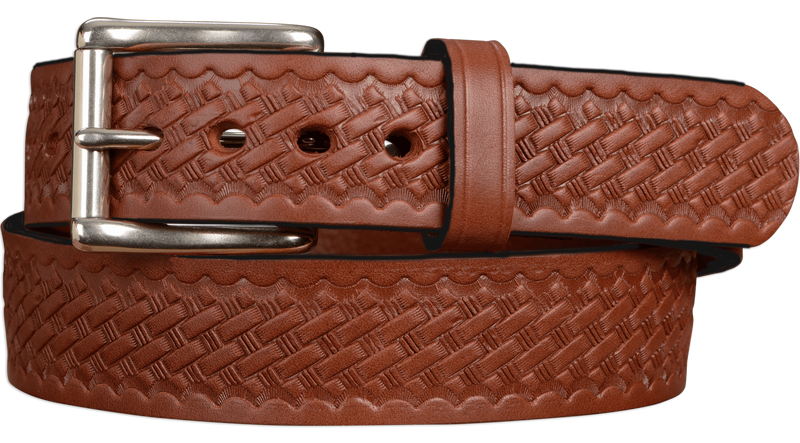 BLACK FRIDAY DEAL - The Eastwood: Medium Brown Basket Weave Max Thick Leather Belt 1.50"