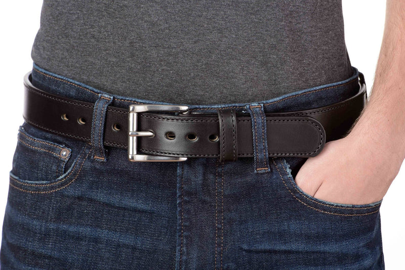 The Eastwood: Men's Black Stitched Leather Belt Max Thick 1.50" - Bullhide Belts