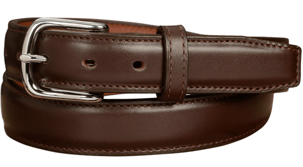 The Stallion: Chocolate Brown Stitched Italian Leather With Steel Core And Chrome Buckle 1.25" - AmishMadeBelts.com