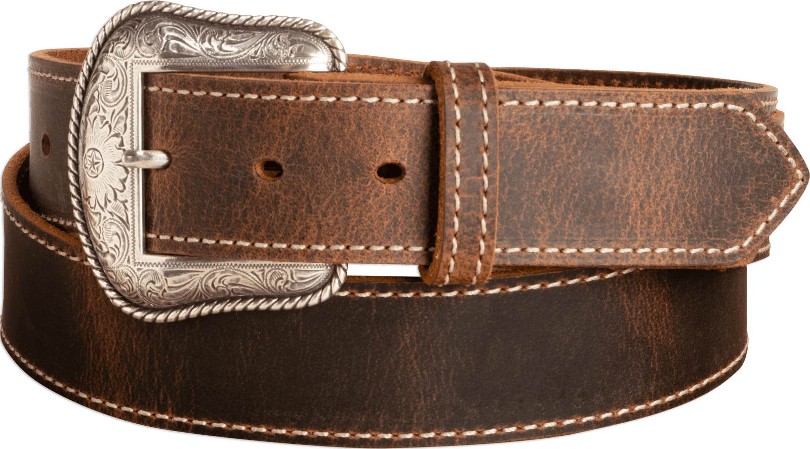 The Crazy Horse: Men's Oil Tanned Stitched Western Leather Belt 1.50