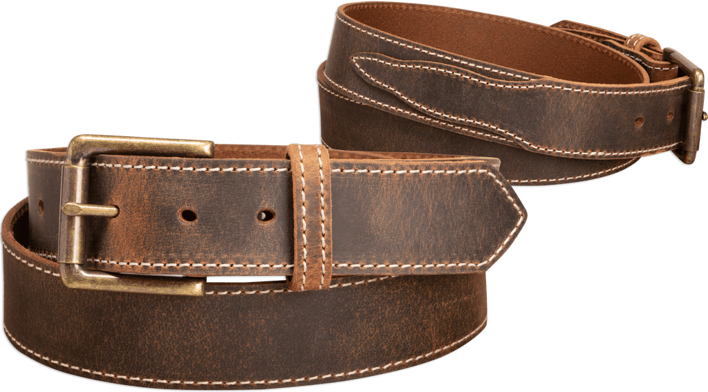 その他 HAMI BELT LEATHER BROWN The Crazy Horse: Men's Oil Tanned Stitched Leather Belt 1.50
