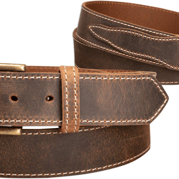 The Crazy Horse: Men's Oil Tanned Stitched Leather Belt 1.50