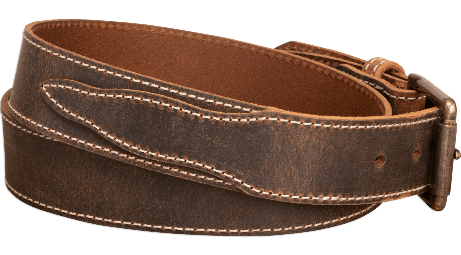 The Crazy Horse: Men's Oil Tanned Stitched Leather Belt 1.50