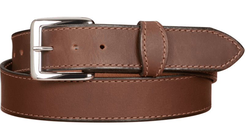 The Lakota: Brown Stitched Water Buffalo With Snaps 1.25" - Amish Made Belts