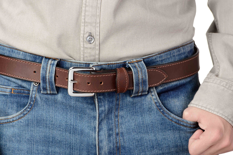 The Lakota: Brown Stitched Water Buffalo With Snaps 1.25" - Amish Made Belts