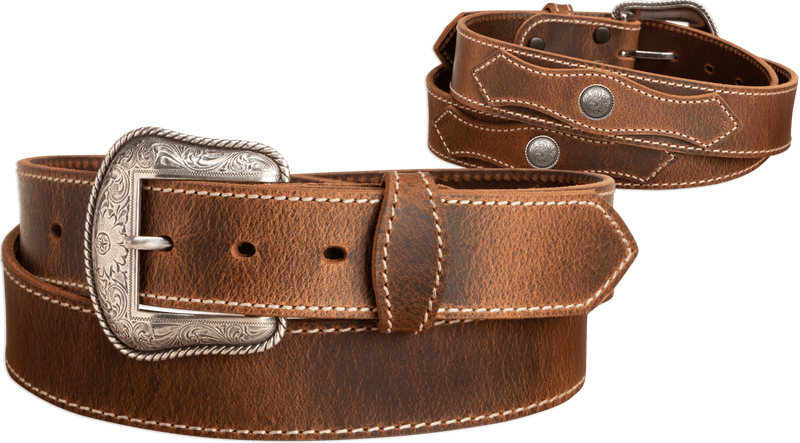 The Crazy Horse: Men's Oil Tanned Stitched Western Leather Belt 1.50 The Crazy Horse: Men's Oil Tanned Stitched Western Leather Belt 1.50
