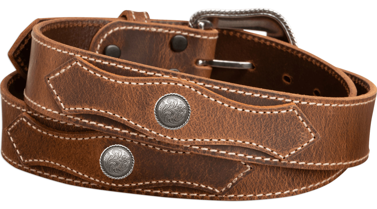 The Crazy Horse: Men's Oil Tanned Stitched Western Leather Belt 1.50