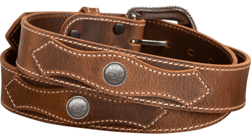 NEUF 6'7' CUIR MARRON WESTERN 1'' RÊNES FENDUES AVEC CONCHO'S NEUF 6'7' CUIR MARRON WESTERN 1'' RÊNES FENDUES AVEC CONCHO'S