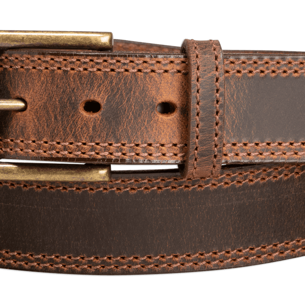 The Crazy Horse: Men's Oil Tanned Double Stitched Leather Belt 1.50