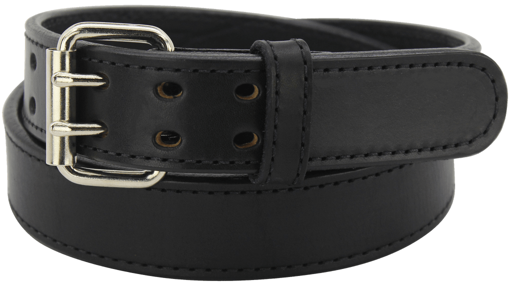 Black Leather Belt With Double Prong Buckle - The Viper 1.75