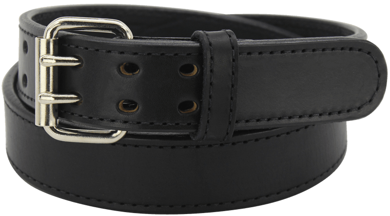 The Viper: Men's Black Stitched Max Thick Leather Belt With Double Prong Buckle 1.75" Extra Wide