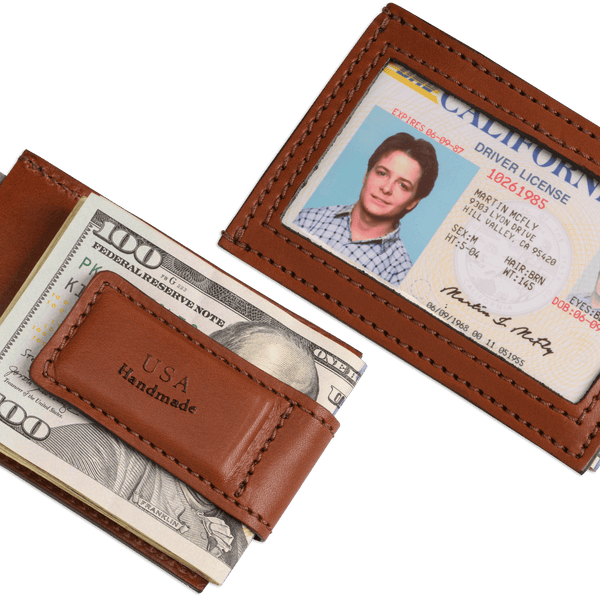 Le'aokuu Genuine Leather Slim RFID Wallet With Money Clip - Dark Brown, Card Holder Case