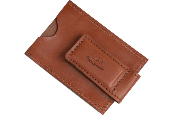 Medium Brown Premium Leather Slim ID Wallet With Magnetic Money Clip