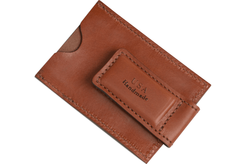 Medium Brown Premium Leather Slim ID Wallet With Magnetic Money Clip