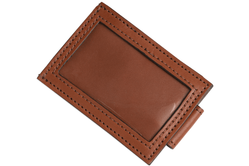 Medium Brown Premium Leather Slim ID Wallet With Magnetic Money Clip