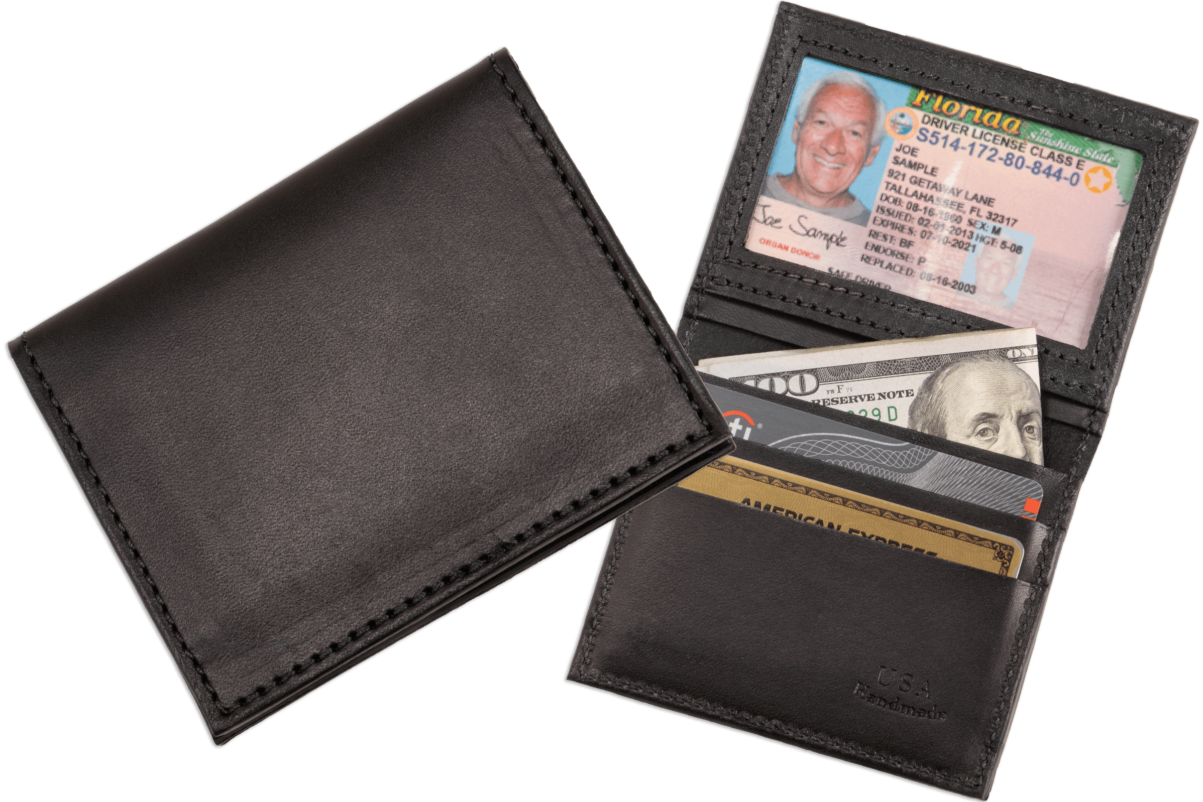 Premium Leather Bifold Credit Card Wallet With ID Window