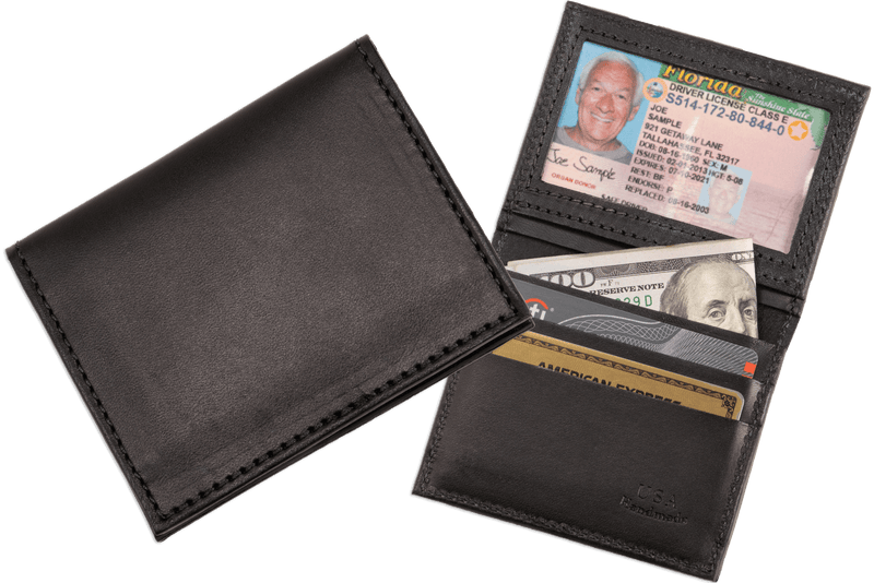 Black Premium Leather Bifold Credit Card Wallet With ID Window