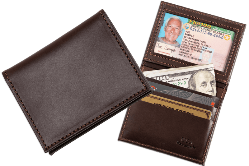 Men's Brown Genuine Leather Wallet With Panda Pattern - Credit Card Holder & Money Purse