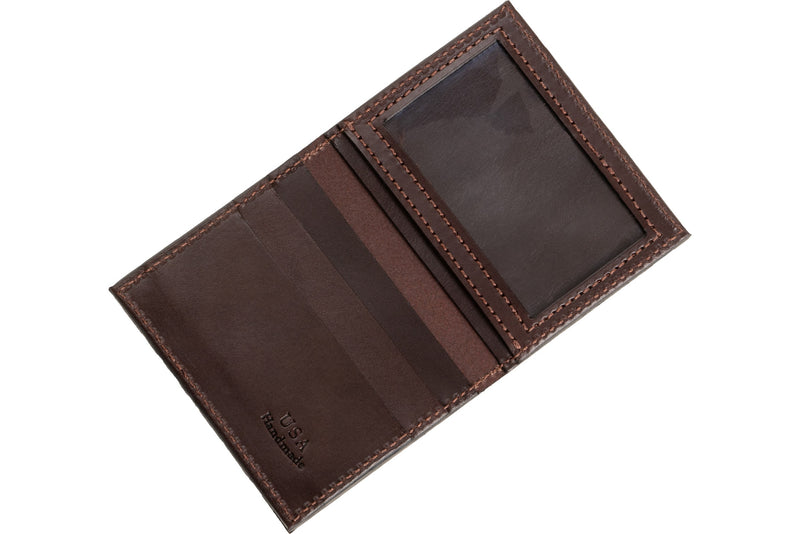 Brown Premium Leather Bifold Credit Card Wallet With ID Window