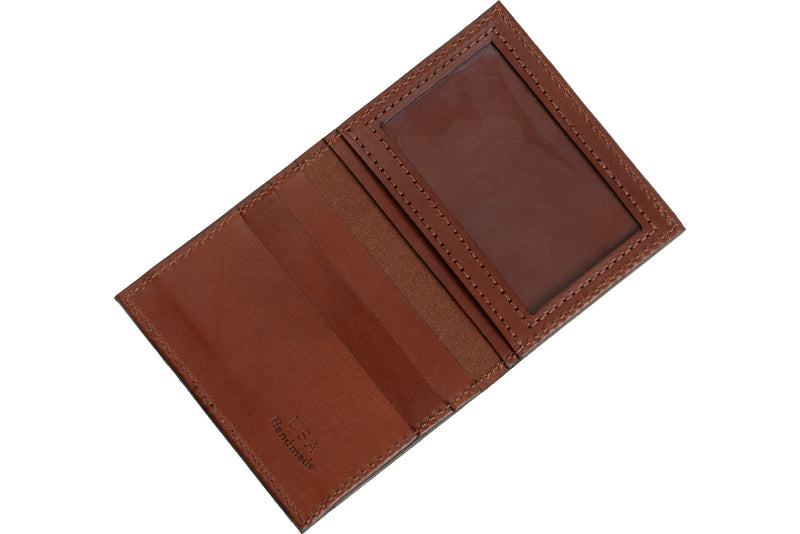 Medium Brown Premium Leather Bifold Credit Card Wallet With ID Window