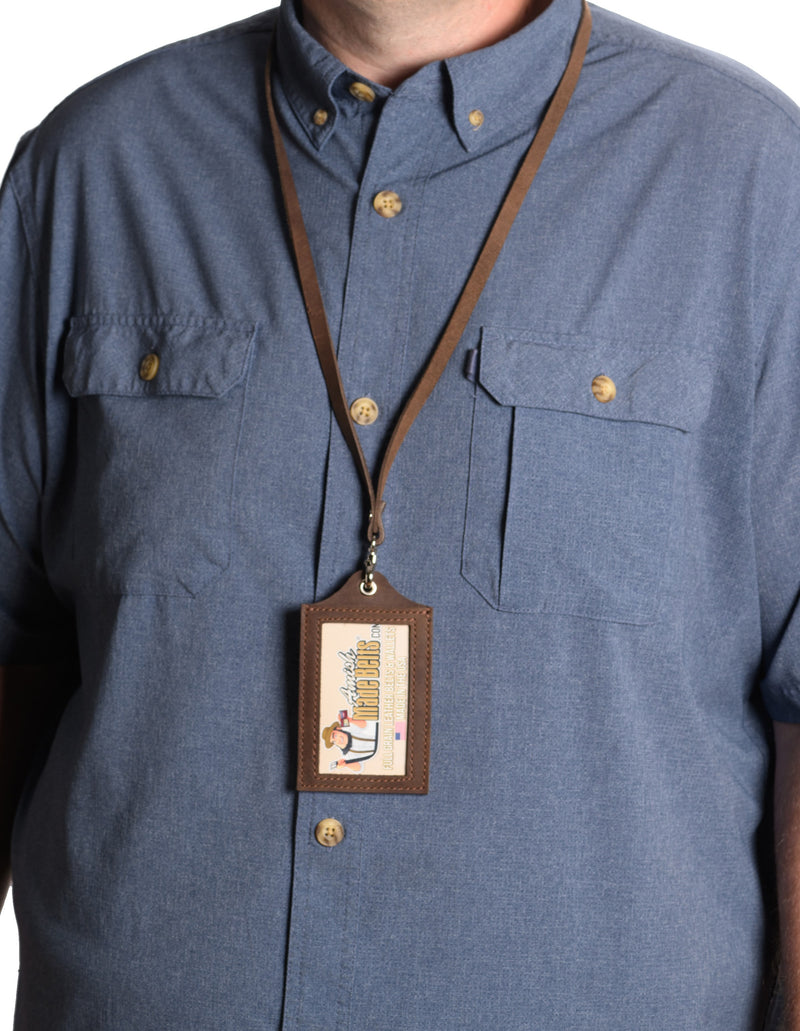 Brown Leather Lanyard – Perfect for ID, Security Access, and Cruise Sea Passes