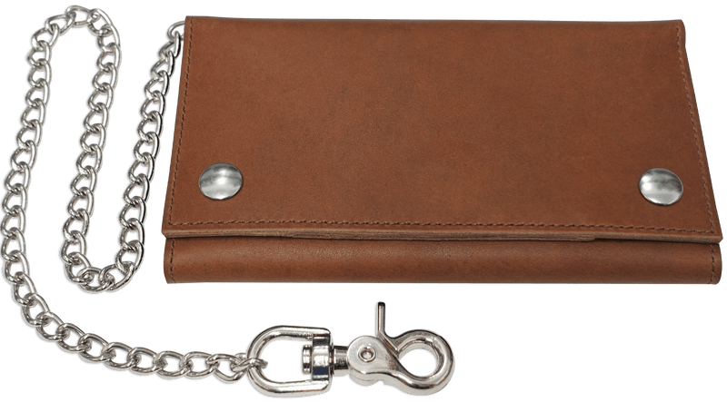 Taos Brown Premium Leather Biker Chain Wallet With ID Window (Large 7.38" x 4.25")