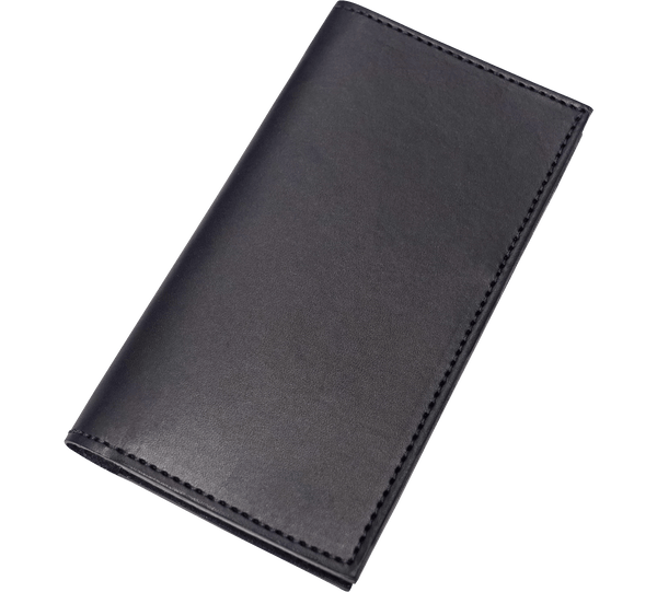 Black Premium Leather Long Bifold Wallet With ID Window (AKA Checkbook Wallet)
