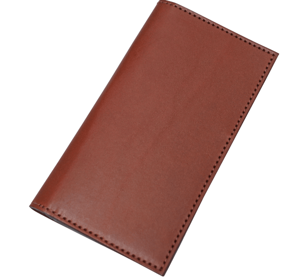 Medium Brown Premium Leather Long Bifold Wallet With ID Window (AKA Checkbook Wallet)