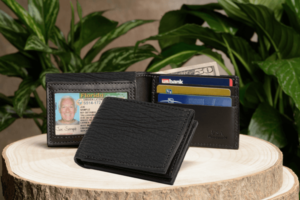 Black Shark Luxury Designer Exotic Bifold Wallet With Flip Up ID Window - AmishMadeBelts.com