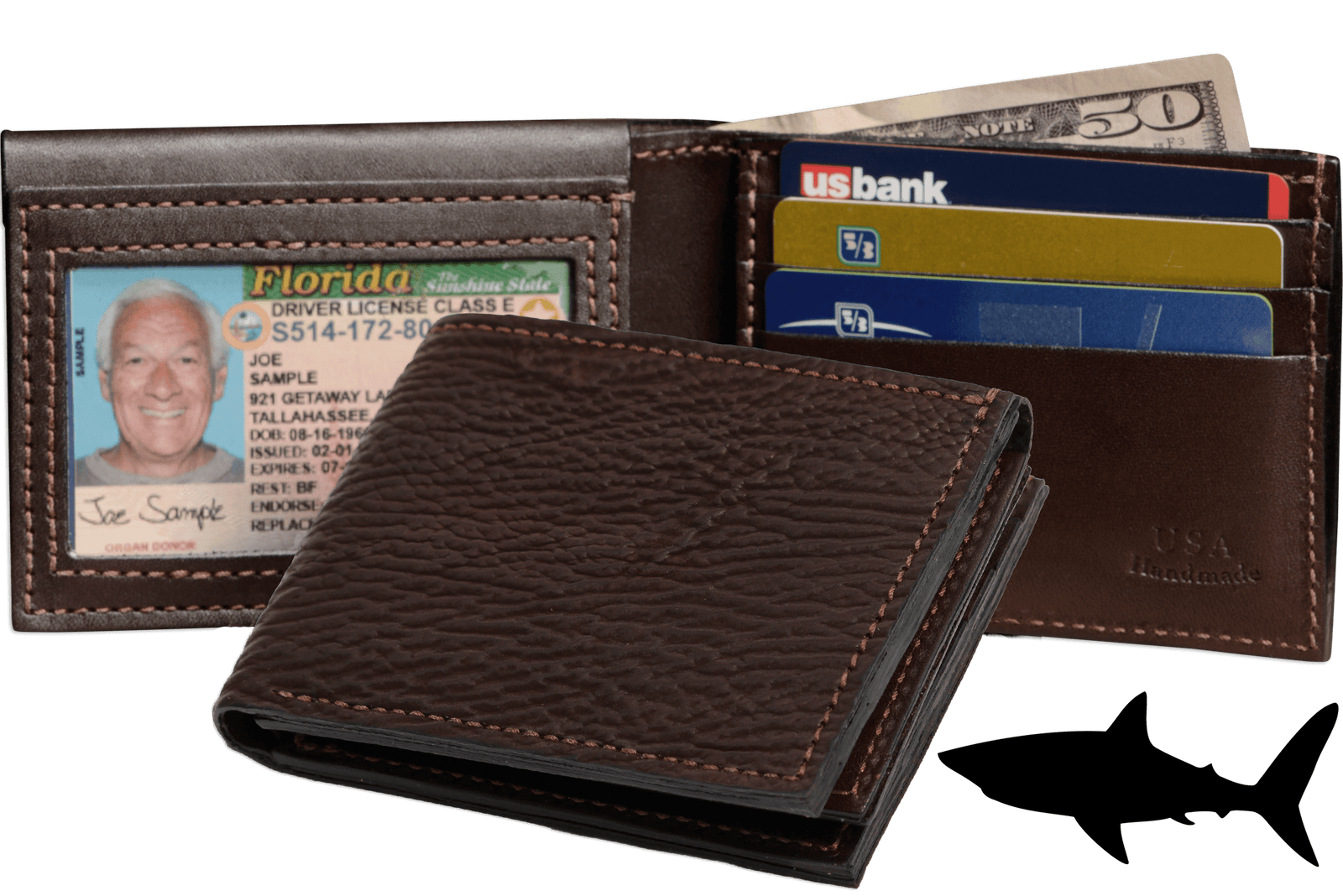 FUNNY sharkskin bifold leather wallet