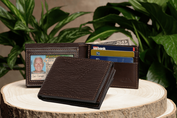 Brown Shark Luxury Designer Exotic Bifold Wallet With Flip Up ID Window - AmishMadeBelts.com
