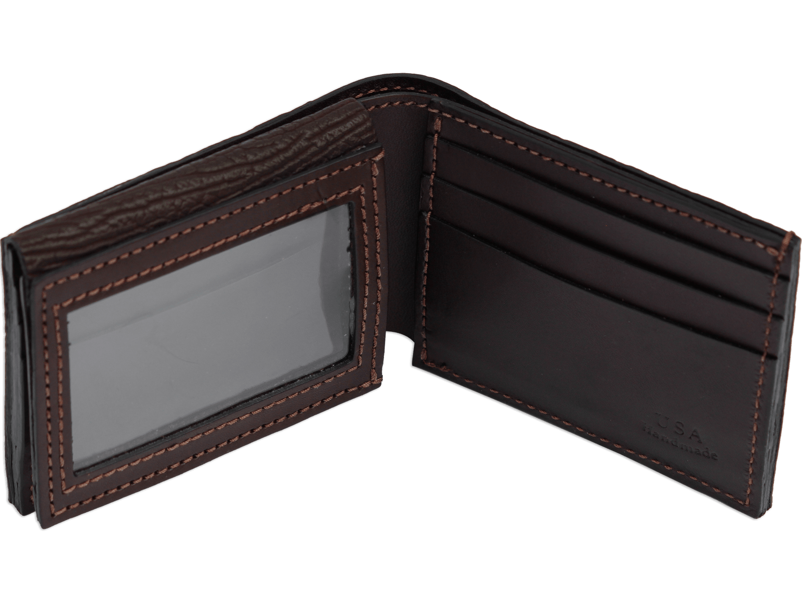Brown Shark Luxury Designer Exotic Bifold Wallet With Flip Up ID Windo