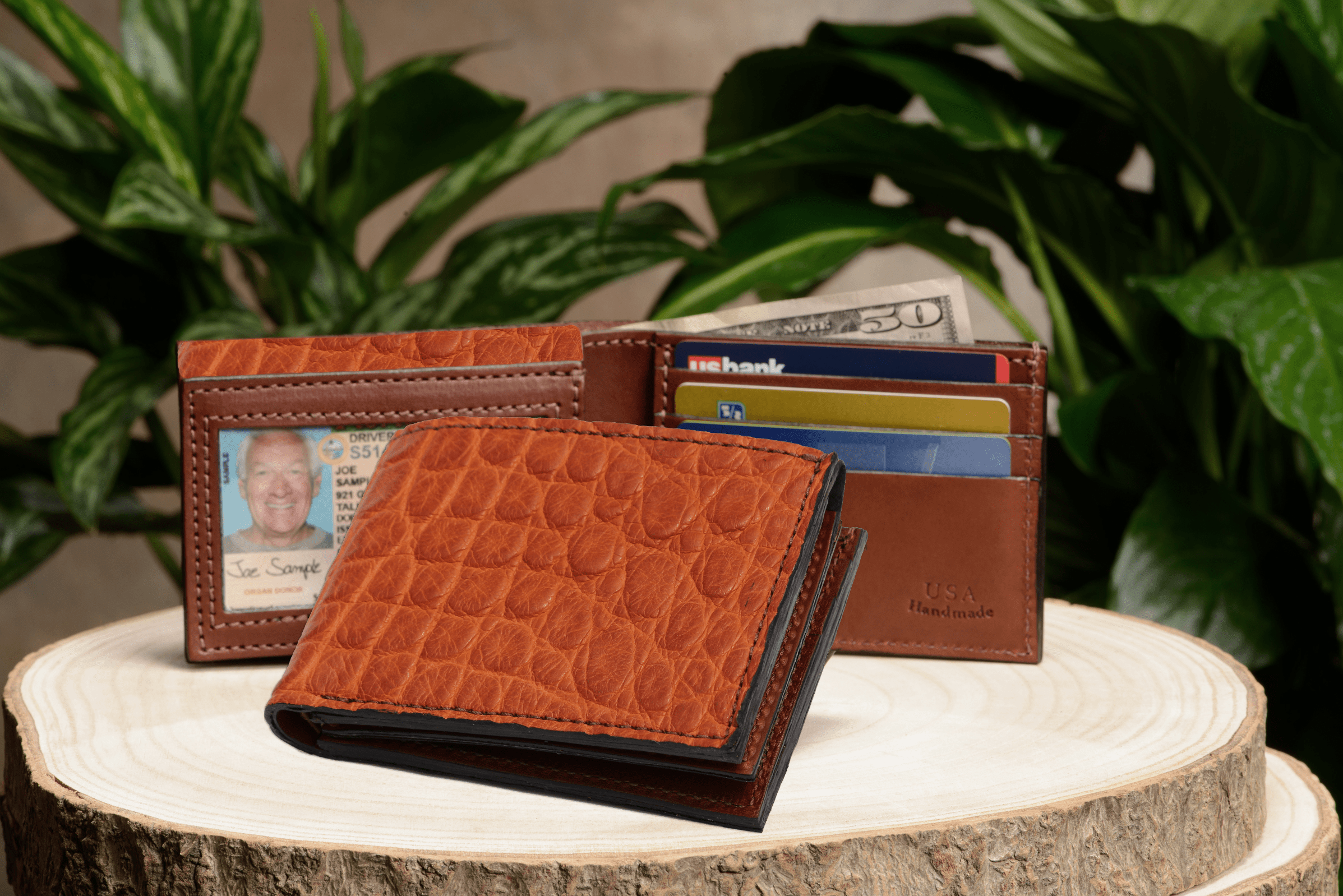 Cognac Alligator Luxury Designer Exotic Bifold Wallet With Flip Up ID ...