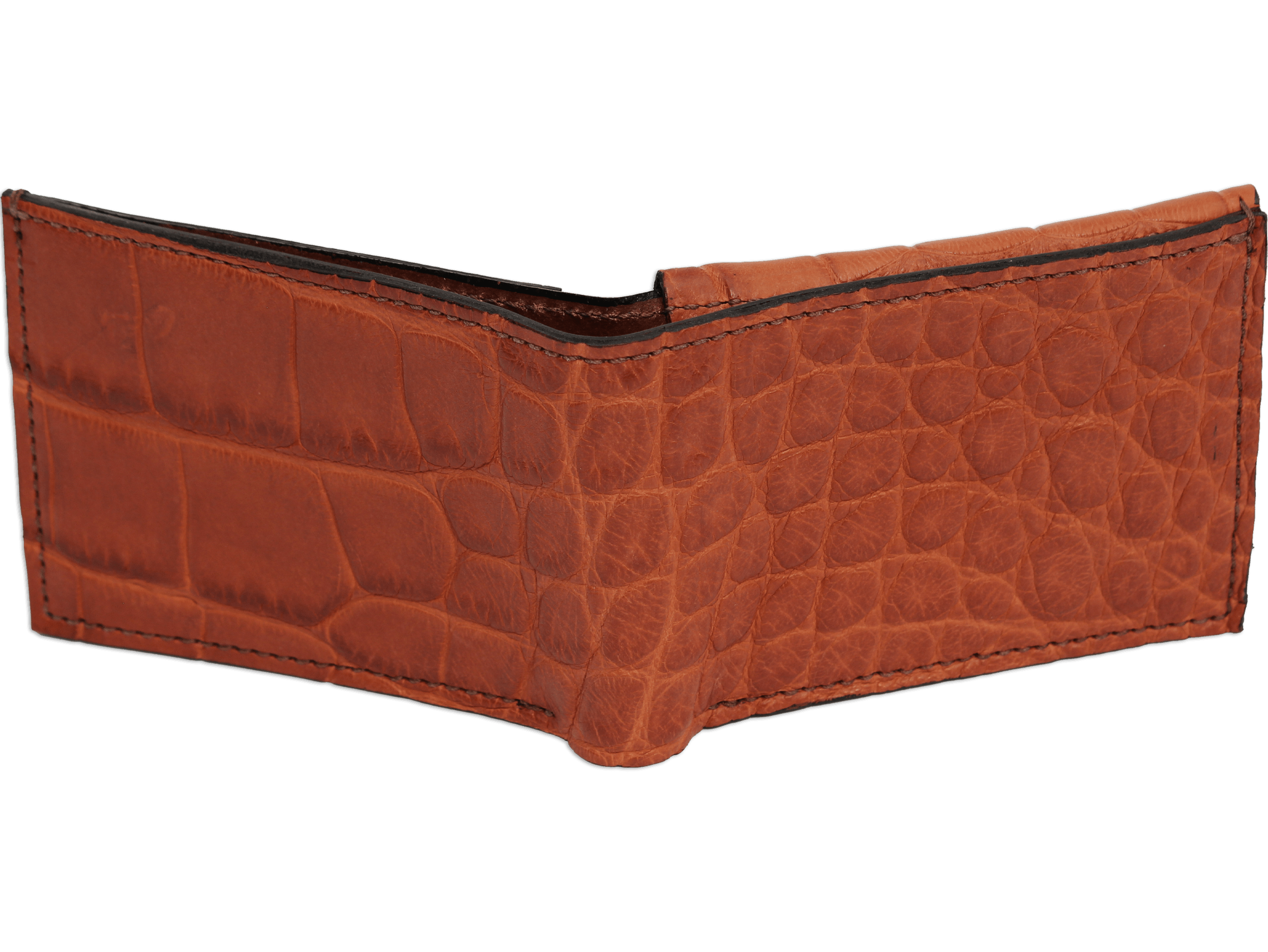 Cognac Alligator Luxury Designer Exotic Bifold Wallet With Flip Up ID ...