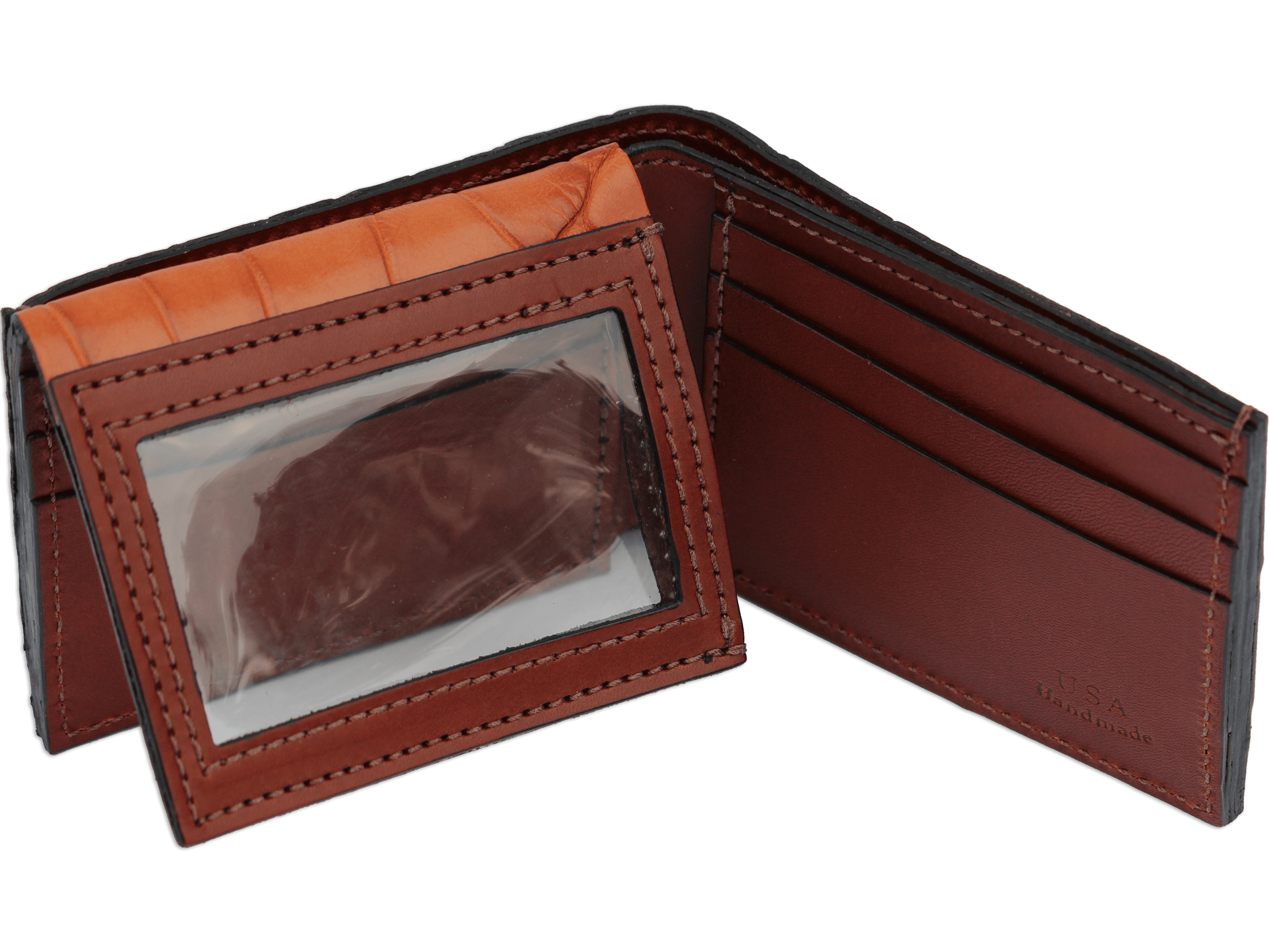 Cognac Alligator Luxury Designer Exotic Bifold Wallet With Flip Up ID ...